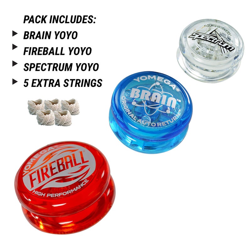 Yomega 3 Legendary Spinners The Original Yoyo with A Brain + Fireball Transaxle YoYo + Spectrum â€“ Light up with LED Lights for Kids Beginner, Intermediate and Pro Level String Trick Play - Image 2